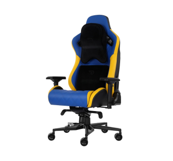 Кресло геймерское GT Racer X-0724 Синий (Синий PU/Желтый PU) фото-1