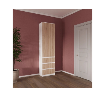 Шкаф гардероб NIKA Мебель Смузи 14 600 60x38x220.7 Оранжевый (Бук Бавария светлый) фото-1