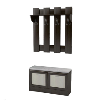 Прихожая Тиса Мебель 4 стандарт 110x30x110 Серый (Серый Черный Кожзам 04)