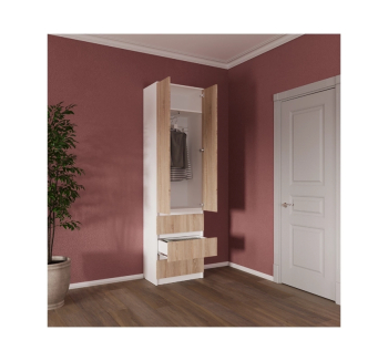 Шкаф гардероб NIKA Мебель Смузи 14 600 60x38x220.7 Оранжевый (Бук Бавария светлый) фото-2