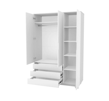 Шкаф гардероб Верес Манхэттен 1200 39.34.2 с ящиками 120x47x182.5 Серый (Серый Белый МДФ) фото-2