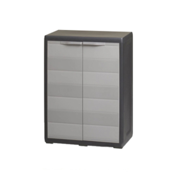 Шкаф хозяйственный Toomax низкий Elegance S  2-х дверный 65x38x87 Серый (Черный-серый)