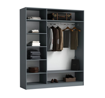 Шкаф гардероб MatroLuxe Urban с 2-мя ящиками 180x54x220 Серый (Антрацит) фото-2