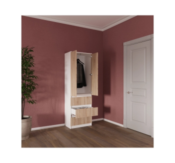Шкаф гардероб NIKA Мебель Смузи 13 600 60x38x186.1 Оранжевый (Ольха Горная темная) фото-2