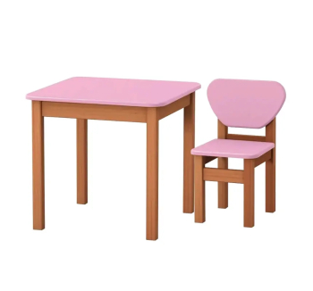 Стол детский Верес 1 со стулом 57x57 Розовый (МДФ Розовый/Дерево Бук) фото-1