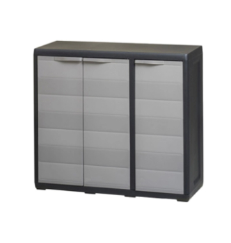 Шкаф хозяйственный Toomax низкий Elegance S 3-х дверный 97x38x87 Серый (Черный-серый)