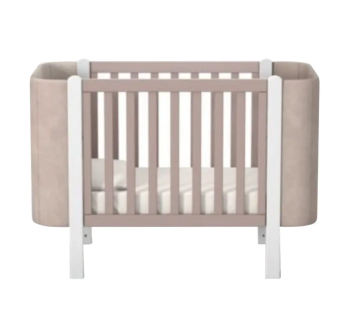 Кровать для новорожденных Верес Монако Велюр ЛД 5 05.3.1.212 120x60 Белый (Капучино/Белый Текстиль Капучино) фото-2