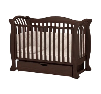 Ліжко для немовлят Верес ЛД19 19.3.1.1 з маятником та шухлядою 40.2.1 120x60 Коричневий (Горіх) фото-1