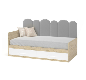 Ліжко дитяче Mebelkon Софі 190x120 Білий (Білий Велюр Lounge Ocean Ручка керамічна правий Г) фото-2