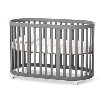Кровать для новорожденных Верес Рим ЛД14 14.1.1.38 + 140.1.1.38 с роликами 34.3.1.1.1.4.06 140x70 Белый (Белый Серый) фото-1