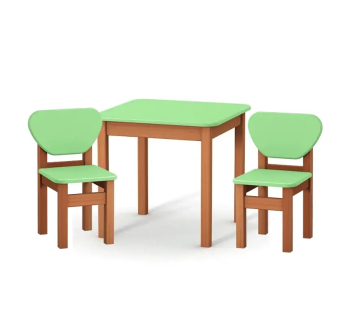 Стол детский Верес 1 с 2-мя стульями 57x57 Зеленый (МДФ Зеленый/Дерево Бук) фото-1