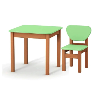 Стіл дитячий Верес 1 зі стільцем 57x57 Зелений (МДФ Зелений/Дерево Бук) фото-1