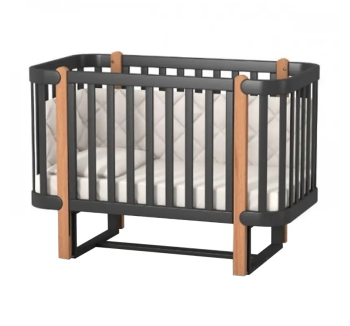 Ліжко для немовлят Верес Монако ЛД 5 05.3.1.21.06 з дерев'яним маятником 40.311.0 120x60 Сірий (Темно-сірий/Буковий Темно-сірий) фото-1