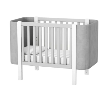 Кровать для новорожденных Верес Монако Велюр ЛД 5  05.3.1.212 с ДСП маятником 40.333.0 120x60 Белый (Белый/Серый Белый Текстиль Серый) фото-2