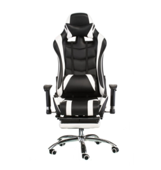 Кресло геймерское Special4you ExtremeRace с подножкой Белый (Чёрный/Белый) фото-2