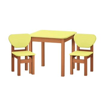 Стол детский Верес 1 с 2-мя стульями 57x57 Желтый (МДФ Желтый/Дерево Бук) фото-1