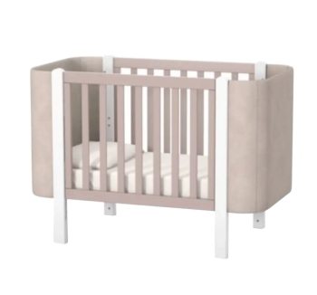 Кровать для новорожденных Верес Монако Велюр ЛД 5  05.3.1.212 с ДСП маятником 40.333.0 120x60 Белый (Капучино/Белый Белый Текстиль Капучино) фото-2