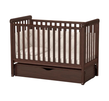 Кровать для новорожденных Верес ЛД12 12.3.1.7 с маятником и ящиком 40.41.1 120x60 Коричневый (Орех) фото-1