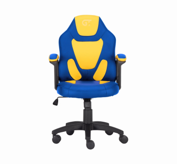 Крісло геймерське GT Racer X-1414 дитяче Синій (Синій PU/Жовтий PU) фото-2
