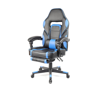 Крісло геймерське GoodWin Parker з підніжкою Синій (Чорний/Синій PU) фото-1