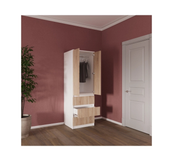 Шкаф гардероб NIKA Мебель Смузи 15 600 60x55x186.1 Оранжевый (Бук Бавария светлый) фото-2