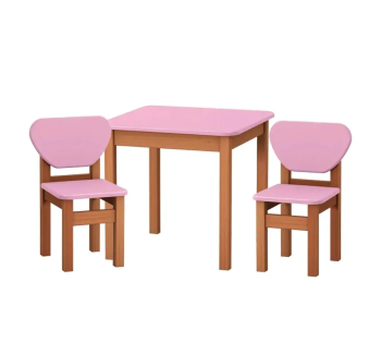 Стол детский Верес 1 с 2-мя стульями 57x57 Розовый (МДФ Розовый/Дерево Бук) фото-1