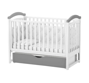 Ліжко для немовлят Верес ЛД6 06.3.1.1 з маятником та шухлядою 40.2.1 120x60 Сірий (Графітовий/Білий Біло/Графітовий) фото-1