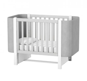Кровать для новорожденных Верес Монако Велюр ЛД 5  05.3.1.212 с ДСП маятником 40.333.0 120x60 Белый (Белый/Серый Белый Текстиль Серый) фото-1