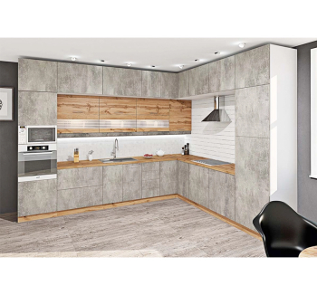 Тумба нижняя кухонная Комфорт Мебель Модульные кухни Эко Н30.82 угловая открытая 30x45x82 Серый (Бетон светлый) фото-2