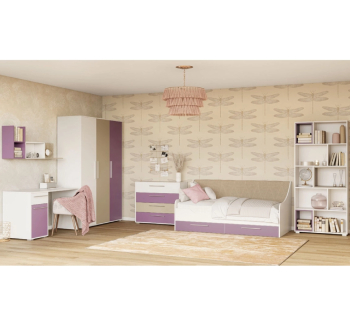 Кровать детская Світ меблів Твист 1 СП 2Ш 200x90 Розовый (Розовый Белый/Виола) фото-2