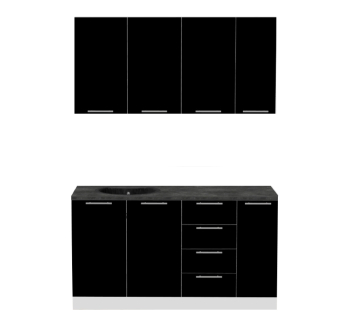Кухня Комфорт Меблі Модульні кухні Еко комплект КХ 1.5 150x45 Чорний (Білий Чорний) фото-1