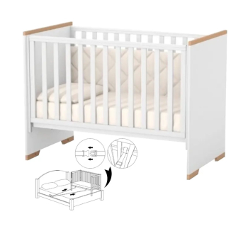 Кровать для новорожденных Верес Сиэтл ЛД 9 09.3.1.37 с системой крепления 46.10.1.01 120x60 Белый (Белый/Буковый Белый) фото-1