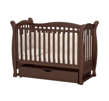 Кровать для новорожденных Верес ЛД15 15.3.1.1 с маятником и ящиком 40.2.1 120x60 Коричневый (Орех) фото-1