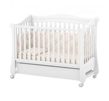Ліжко для немовлят Верес ЛД18 18.3.1.1 с роликами 34.3.1.1.1.4.06 та шухлядою 40.6.1 120x60 Білий (Білий Сірий) фото-1