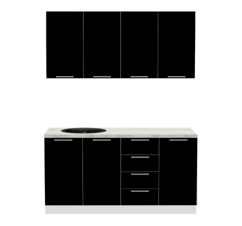 Кухня Комфорт Меблі Модульні кухні Еко комплект КХ 1.6 160x45 Чорний (Білий Чорний) фото-1