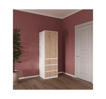 Шкаф гардероб NIKA Мебель Смузи 15 600 60x55x186.1 Оранжевый (Бук Бавария светлый) фото-1