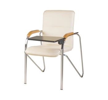 Кресло конференционное Новый Стиль SAMBA T plast chrome со столиком Белый (ECO 50)