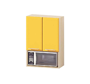 Тумба верхняя кухонная Комфорт Мебель Модульные кухни Хай-тек В60.92.2Д под микроволновку 60x32x92 Желтый (Лимон перл. глянец Дуб молочный) фото-1
