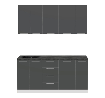 Кухня Комфорт Меблі Модульні кухні Еко комплект КХ 1.7 170x45 Сірий (Білий Графіт) фото-1