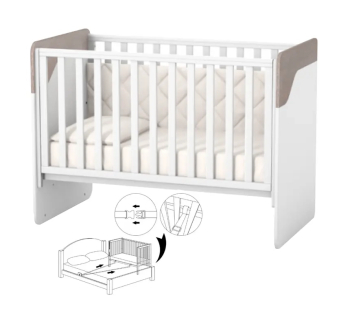 Кровать для новорожденных Верес Сидней 04.3.1.1.13 с системой крепления 46.10.1.01 120x60 Белый (Капучино/Белый Белый) фото-1