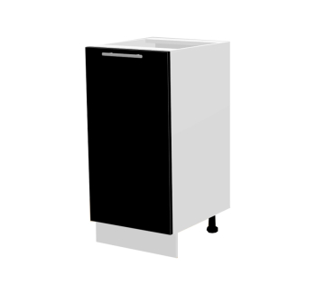 Тумба нижняя кухонная Комфорт Мебель Модульные кухни Эко Н40.82.1Д 40x45x82 Черный (Черный Белый) фото-1