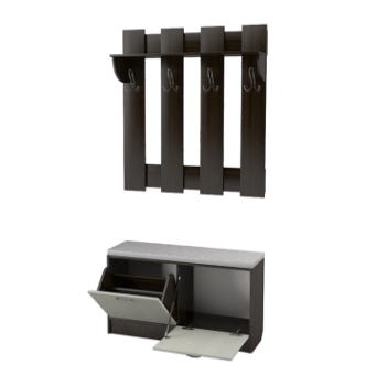 Прихожая Тиса Мебель 3 стандарт 110x30x110 Серый (Серый Черный Кожзам 04) фото-2