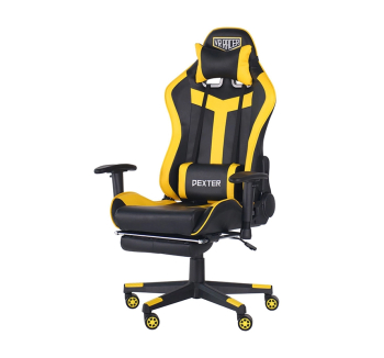 Кресло геймерское AMF VR Racer Dexter Rumble Желтый (PU Черный/Желтый) фото-1