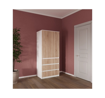 Шкаф гардероб NIKA Мебель Смузи 15 800 80x55x186.1 Оранжевый (Ольха Горная темная) фото-1