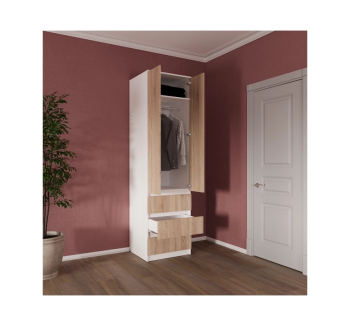 Шкаф гардероб NIKA Мебель Смузи 16 600 60x55x220.7 Коричневый (Орех Болонья темный) фото-2