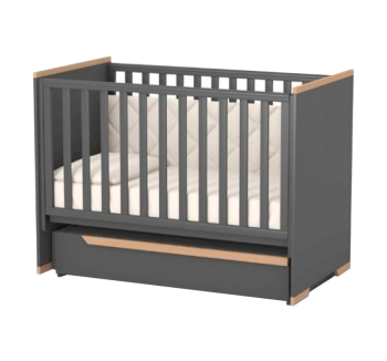 Ліжко для немовлят Верес Сіетл ЛД 9 09.3.1.37 з маятником і ящиком 40.25.1 120x60 Сірий (Темно-сірий/Буковий) фото-1