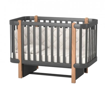 Кровать для новорожденных Верес Монако ЛД 5 05.3.1.21.06 с ДСП маятником 40.333.0 120x60 Серый (Темно-серый/Буковый Темно-серый) фото-1