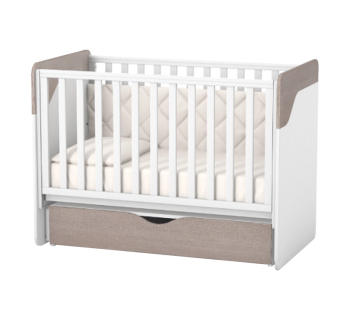 Кровать для новорожденных Верес Сидней 04.3.1.1.13 с маятником и ящиком 40.23.1.13 120x60 Белый (Капучино/Белый) фото-1