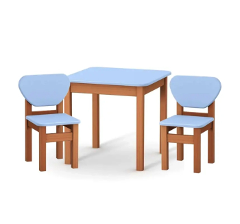 Стол детский Верес 1 с 2-мя стульями 57x57 Синий (МДФ Голубой/Дерево Бук) фото-1
