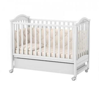 Ліжко для немовлят Верес ЛД3 03.3.1.1 з роликами 34.3.1.1.1.4.06 та шухлядою 40.6.1 120x60 Білий (Білий Сірий) фото-1